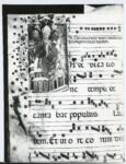 Anonimo veneto-emiliano sec. XV , Iniziale I, Iniziale abitata, Santo vescovo benedicente, Dedicazione di una chiesa, Motivi decorativi fitomorfi