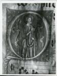 Anonimo sec. XIII , Iniziale Q, Iniziale abitata, San Pietro, Motivi decorativi fitomorfi, Notazione musicale
