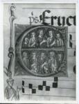 Anonimo sec. XIII , Iniziale E, Iniziale abitata, Santi, Motivi decorativi fitomorfi, Notazione musicale