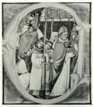 Nicolò di Giacomo da Bologna , Iniziale istoriata, Vescovo in processione con ostensorio, Celebrazione della Santa Messa