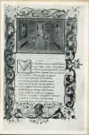 Anonimo sec. XV , Ritratto di Petrarca, Motivi decorativi vegetali con putti, Iniziale V, Iniziale decorata