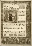 &nbsp; , Iniziale E, Iniziale abitata, San Paolo, Cornice con motivi decorativi fitomorfi, Notazione musicale
