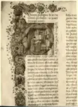 Giraldi Guglielmo , Iniziale D, Iniziale abitata, San Girolamo nello studio, Motivi decorativi fitomorfi, Notazione musicale