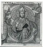 Anonimo , Lorenzo Monaco - sec. XIV - Iniziale S con Santo vescovo