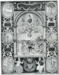 Anonimo , Anonimo italiano sec. XVI - 1523 - Pagina miniata con il Giudizio Universale