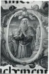 Benvenuto di Giovanni , Iniziale abitata, Salomone, Motivi decorativi fitomorfi