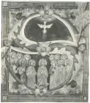 Pacino di Buonaguida , Iniziale S, Iniziale istoriata, Pentecoste, Motivi decorativi fitomorfi