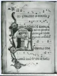 Alinari, Fratelli , Perugia. Pinacoteca Vannucci. Pagina di un corale appartenente ai Frati Domenicani. (Ignoto del XVI secolo.)