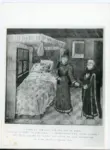 Anonimo , Le roi de Norv&egrave;ge, sur son lit de mort, donnant l'ordre de composer l' &laquo; Instruction d'un jeune prince &raquo; - Miniature copi&egrave;e en partie sur celle de Jean Hennecart - (Ms. fr. 1216, Biblioth&egrave;que Nationale, Paris.)