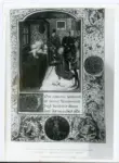 Anonimo , Le roi de Norvège, sur son lit de mort, ordonnant a l'auteur de composer l'" Instruction d'un jeune prince ". - Miniature, par Jean Hennecart (1468)