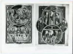 Anonimo , Psautier de saint Louis et de Blanche de Castille (Bibliothèque de l'Arsenal)/ Le lavement des pieds; la Cène/ Le Christe en croix entre la Vierge et saint Jean; la descente de croix