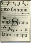 &nbsp; , Iniziale S, Iniziale decorata, Motivi decorativi fitomorfi, Notazione musicale