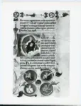 Anonimo sec. XIV ; Barisini Tommaso, (?) , Iniziale E, Iniziale abitata, Cristo in trono, Testa di giovane con fiaccola, Motivi decorativi fitomorfi