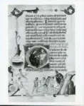 Anonimo sec. XIV ; Barisini Tommaso, (?) , Iniziale E, Iniziale abitata, Musici, Battesimo, Motivi decorativi fitomorfi