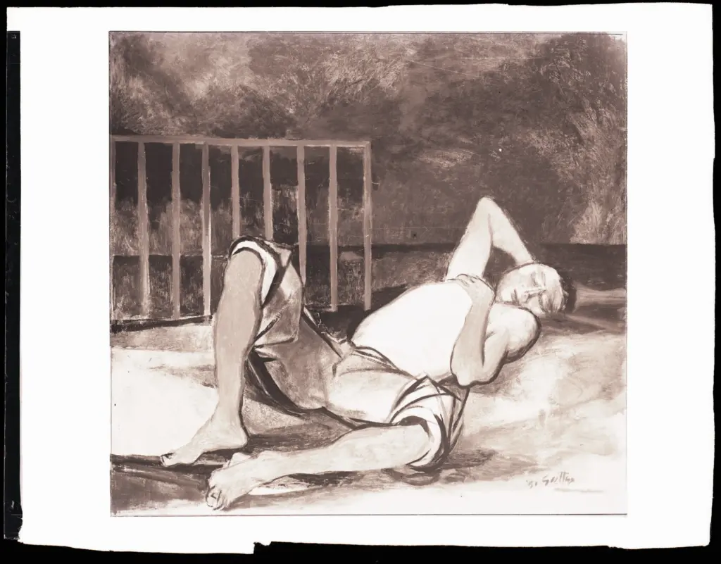 Anonimo , Guttuso, Renato - sec. XX - Uomo sdraiato , fronte