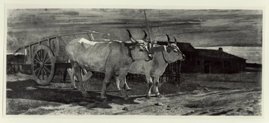 Abbati, Giuseppe , Buoi con carro