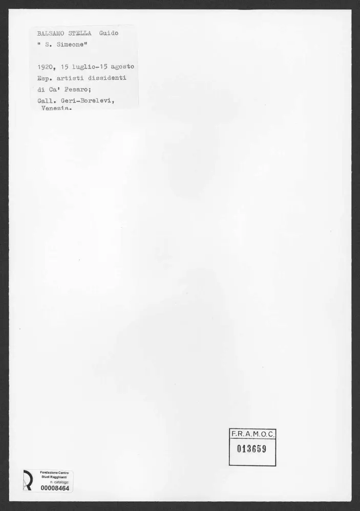 Balsamo Stella, Giudo - - , retro