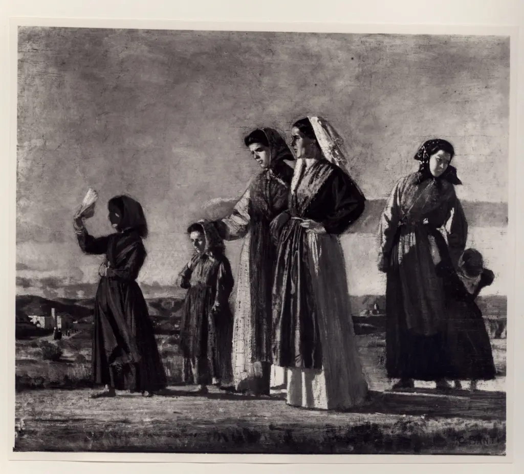 Anonimo , Banti, Cristiano - sec. XIX - L'uscita dalla Messa , fronte