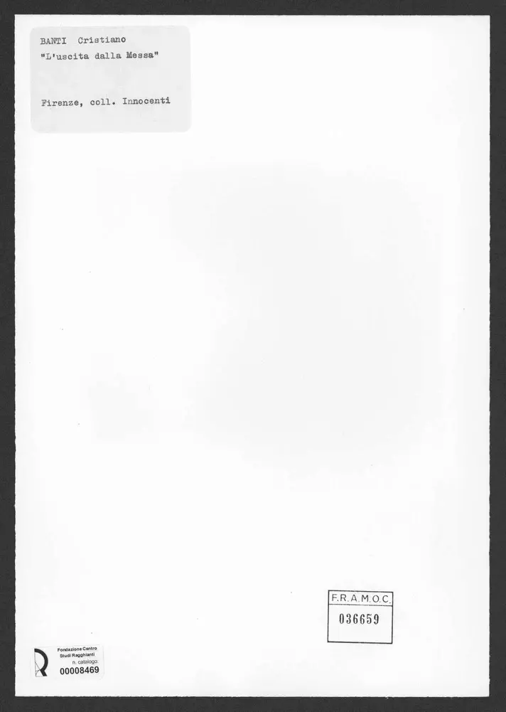Anonimo , Banti, Cristiano - sec. XIX - L'uscita dalla Messa , retro