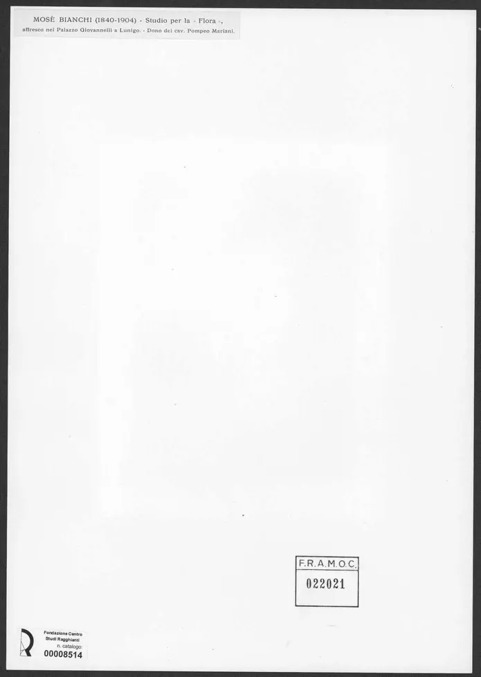 Anonimo , Bianchi, Mos&egrave; - sec. XIX - Studio per la "Flora" , retro