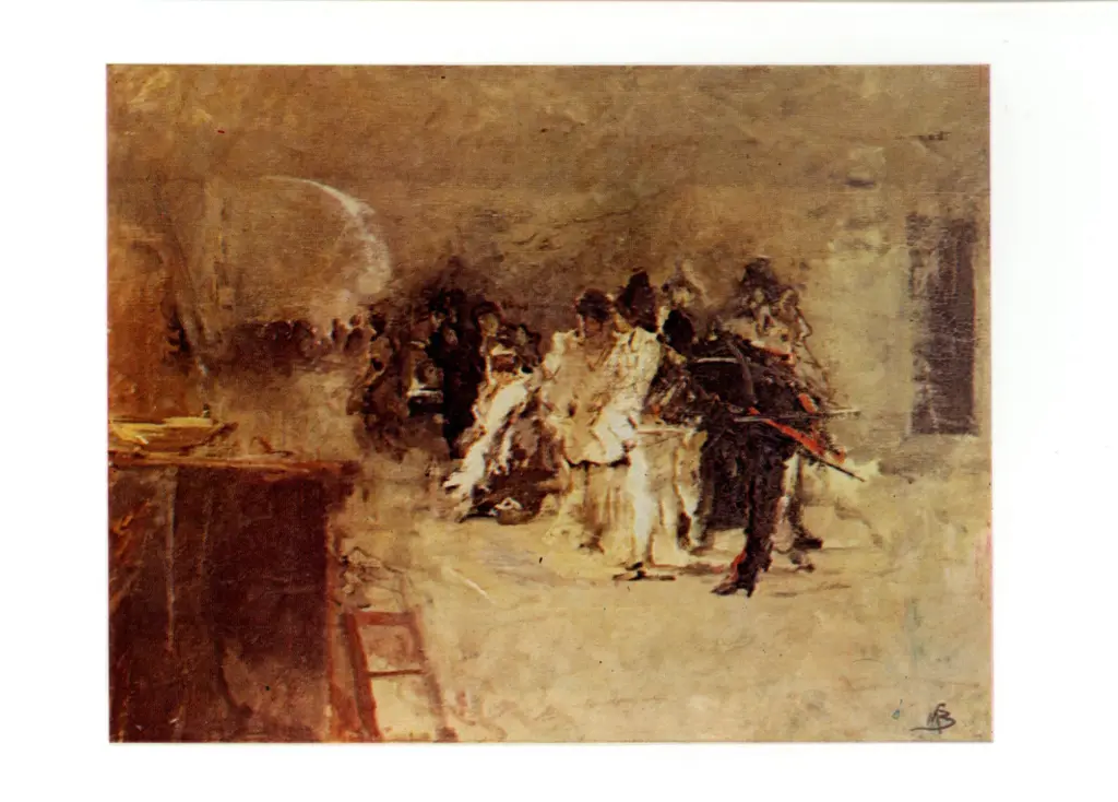 Bianchi, Mos&egrave; , Prima dell'esecuzione: una dama circondata da cavalieri in un sotterraneo