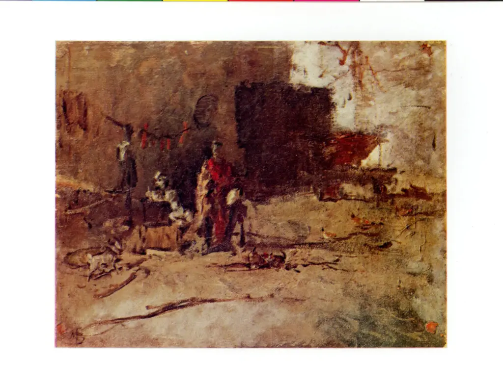 Bianchi, Mos&egrave; , Figure su un'aia con polli