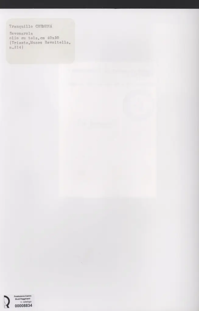 Anonimo , Cremona, Tranquillo - sec. XX - Savonarola , retro