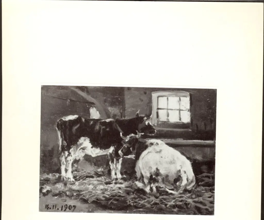 Delleani, Lorenzo , Stalla (autenticato sul retro da L. Bistolfi) -