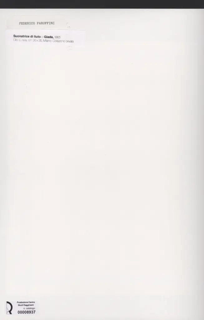 Anonimo , Faruffini, Federico - sec. XIX -Suonatrice di liuto (Giada) , retro