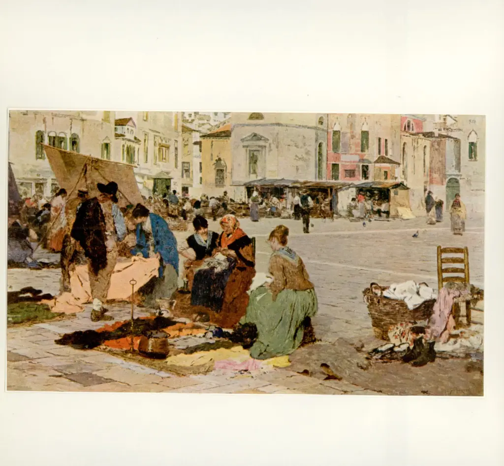 Anonimo , Favretto, Giacomo - sec. XIX - Mercato in campo San Polo