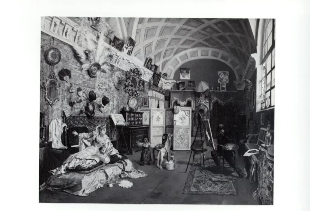 Anonimo , Gioja, Edoardo - sec. XIX - A frustrated artist and his model in an exotic studio , fronte