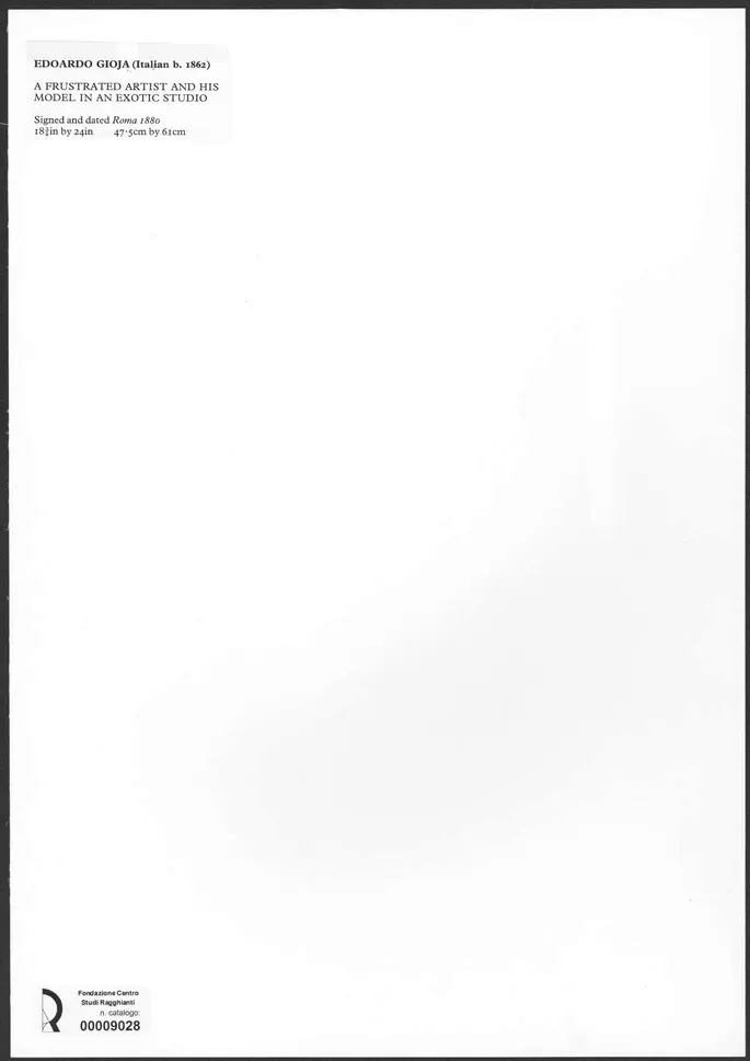 Anonimo , Gioja, Edoardo - sec. XIX - A frustrated artist and his model in an exotic studio , retro