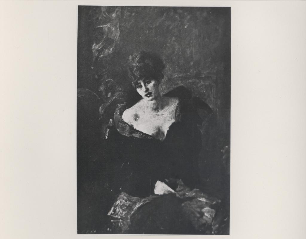 Anonimo , Gola, Emilio - sec. XIX - Signora in abito nero e rosso , fronte