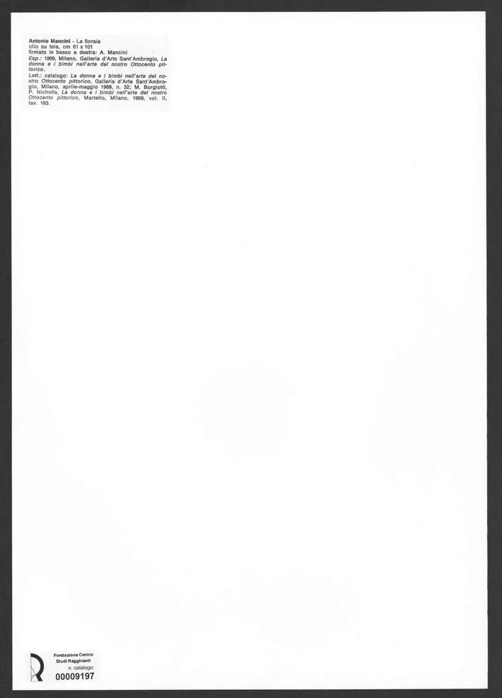 Anonimo , Mancini, Antonio - sec. XIX-XX - La fioraia , retro