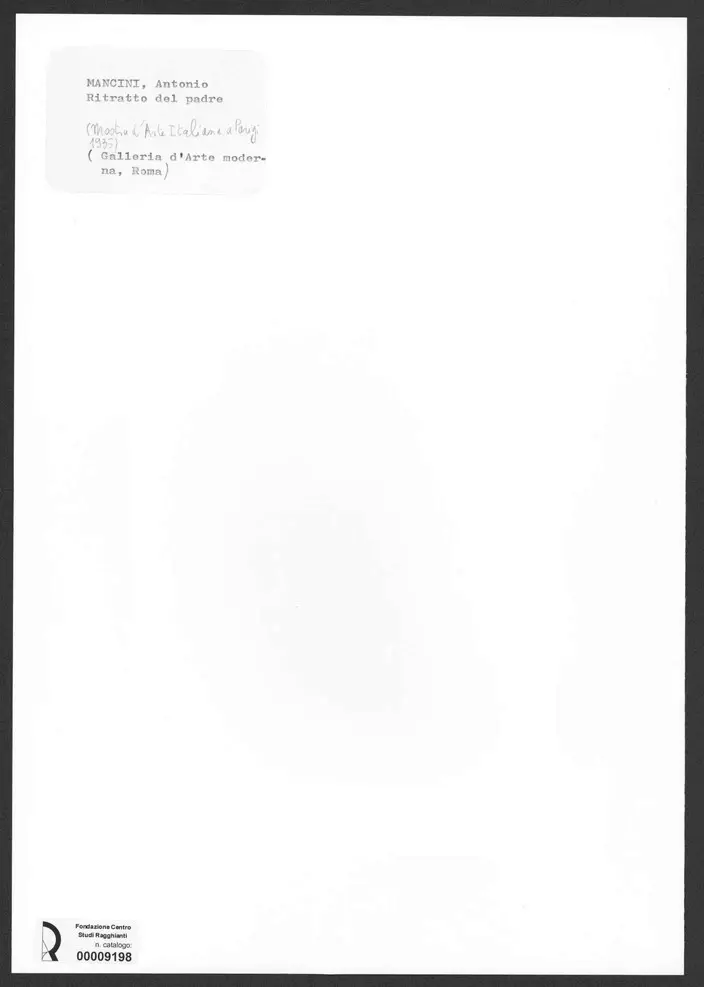 Anonimo , Mancini, Antonio - sec. XIX/ XX - Ritratto del padre , retro