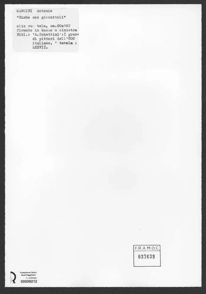 Anonimo , Mancini, Antonio - sec. XIX/ XX - Bimbo con giocattoli , retro