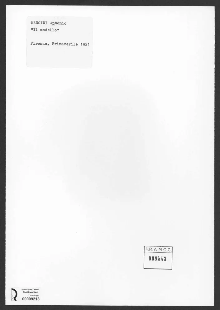 Anonimo , Mancini, Antonio - sec. XIX/ XX - Il modello , retro