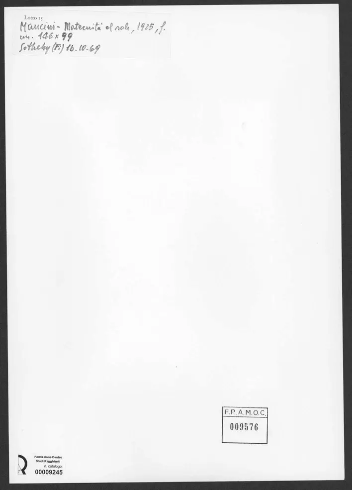 Anonimo , Mancini, Antonio - sec. XX - Maternit&agrave; al sole , retro