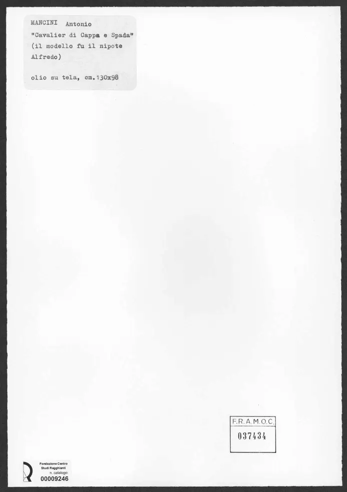 Anonimo , Mancini, Antonio - sec. XIX/XX - Cavalier di Cappa e Spada , retro