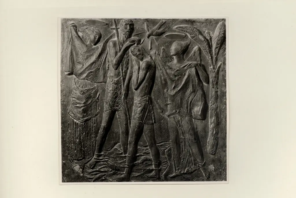 Anonimo , Manzo, Alessandro - sec. XIX - Battesimo di Ges&ugrave; nel Giordano , fronte