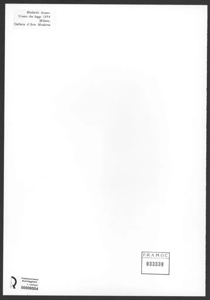 Anonimo , Rosso, Medardo - sec. XIX - Uomo che legge , retro