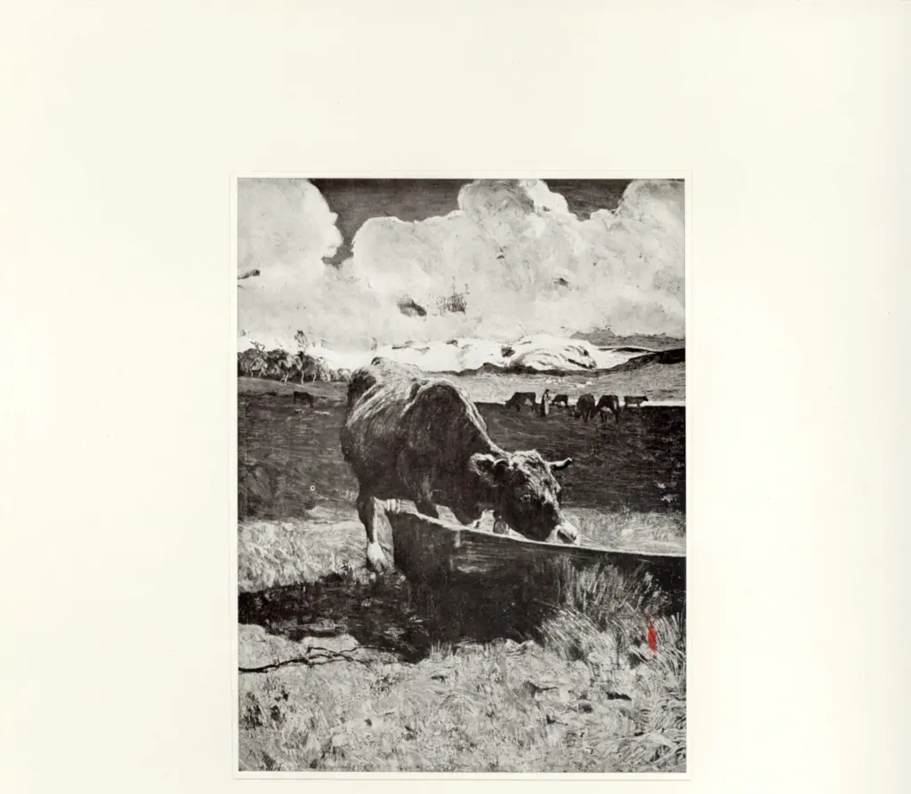 Segantini, Giovanni , Mucca bruna all'abbeveratoio