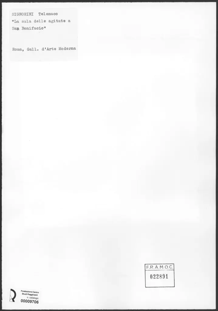 Anonimo , Signorini, Telemaco - sec. XIX - La sala delle agitate a San Bonifacio , retro