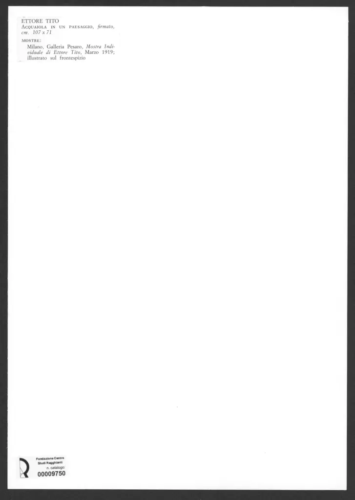 Anonimo , Tito, Ettore - sec. XX - Acquaiola in un paesaggio , retro