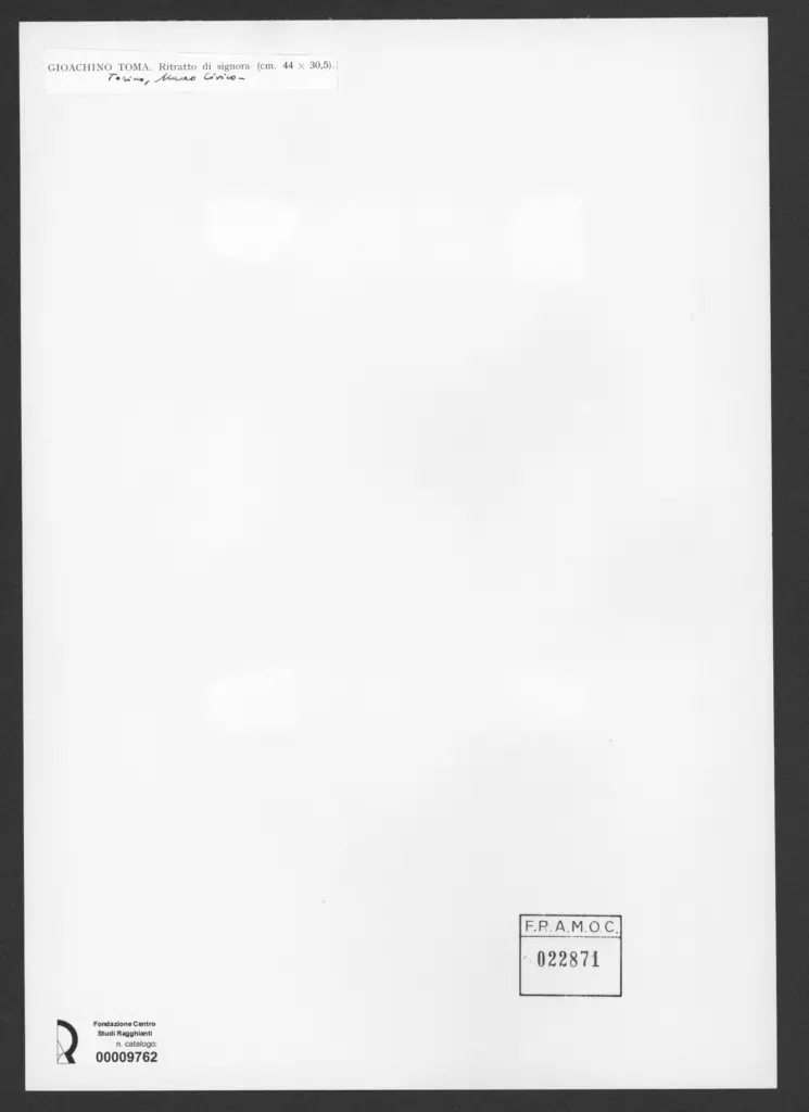 Anonimo , Toma, Gioacchino - sec. XIX - Ritratto di signora , retro