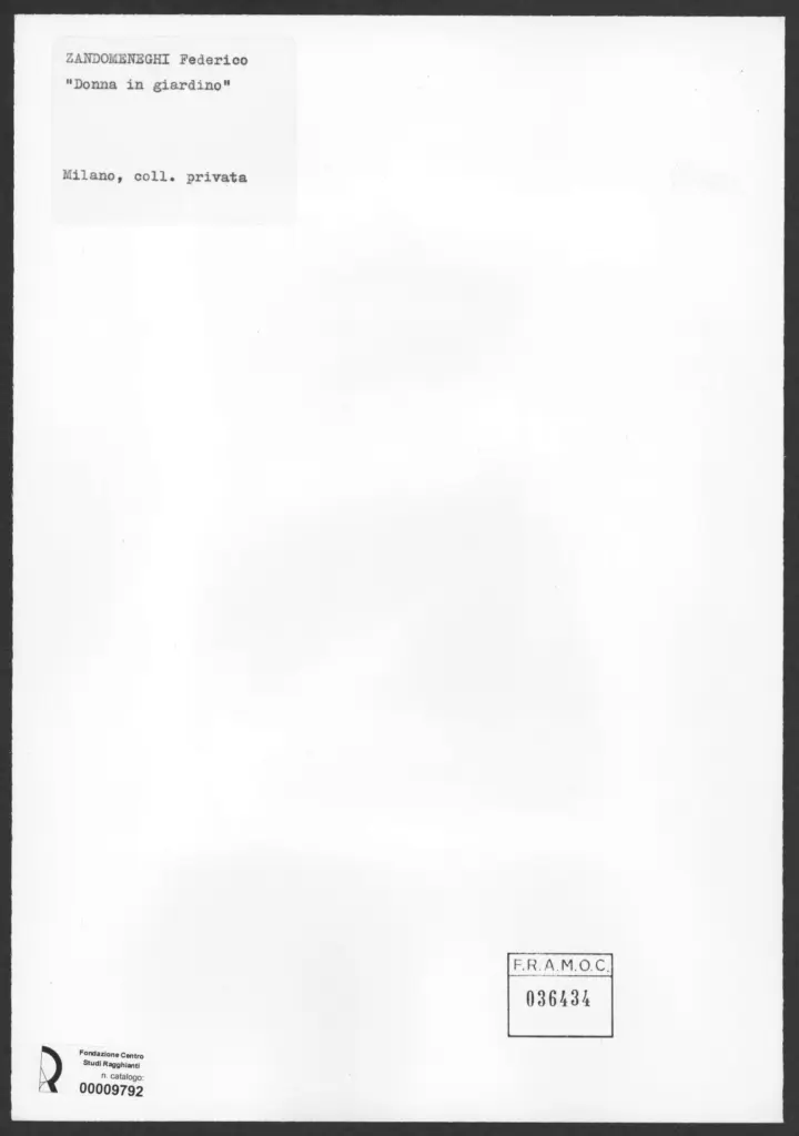 Anonimo , Zandomeneghi, Federico - sec. XIX - Donna in giardino , retro