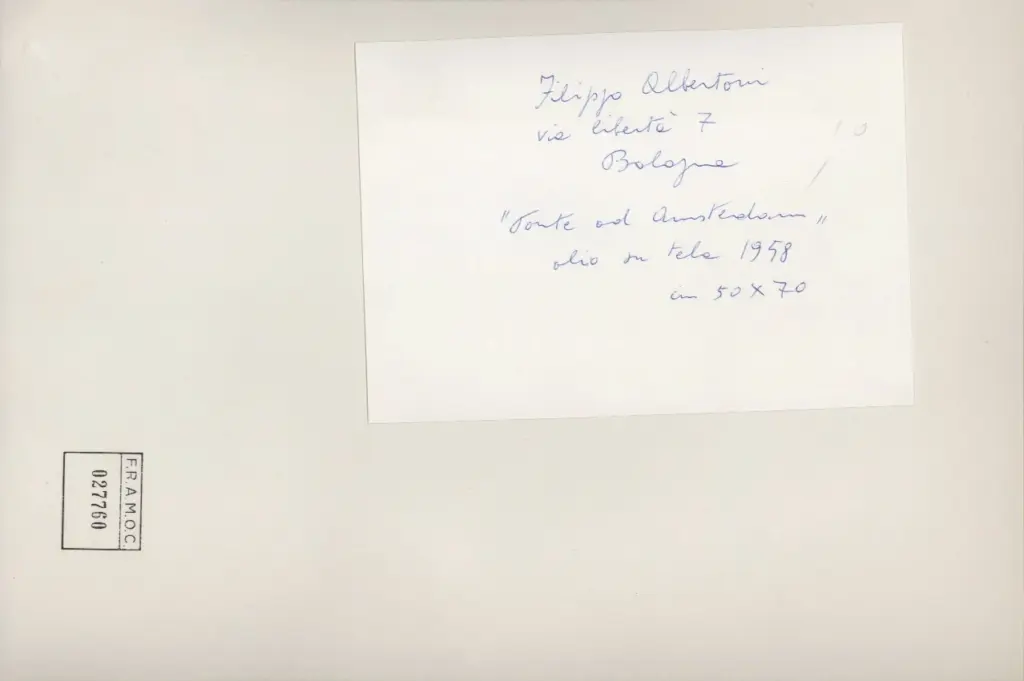 Anonimo , Albertoni, Filippo - sec. XX - Ponte ad Amsterdam , retro