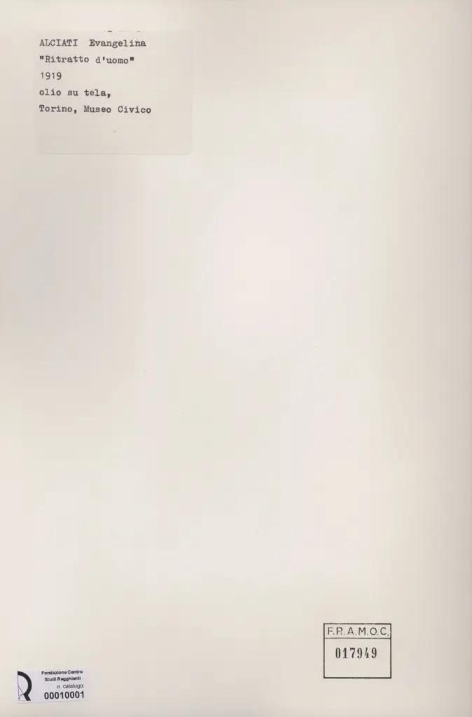 Anonimo , Alciati, Evangelina - sec. XX - Ritratto di uomo , retro