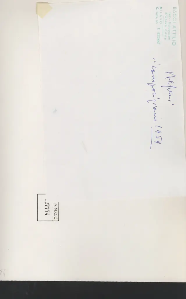 Bacci, Attilio , Alfieri, Attilio - sec. XX - Composizione , retro