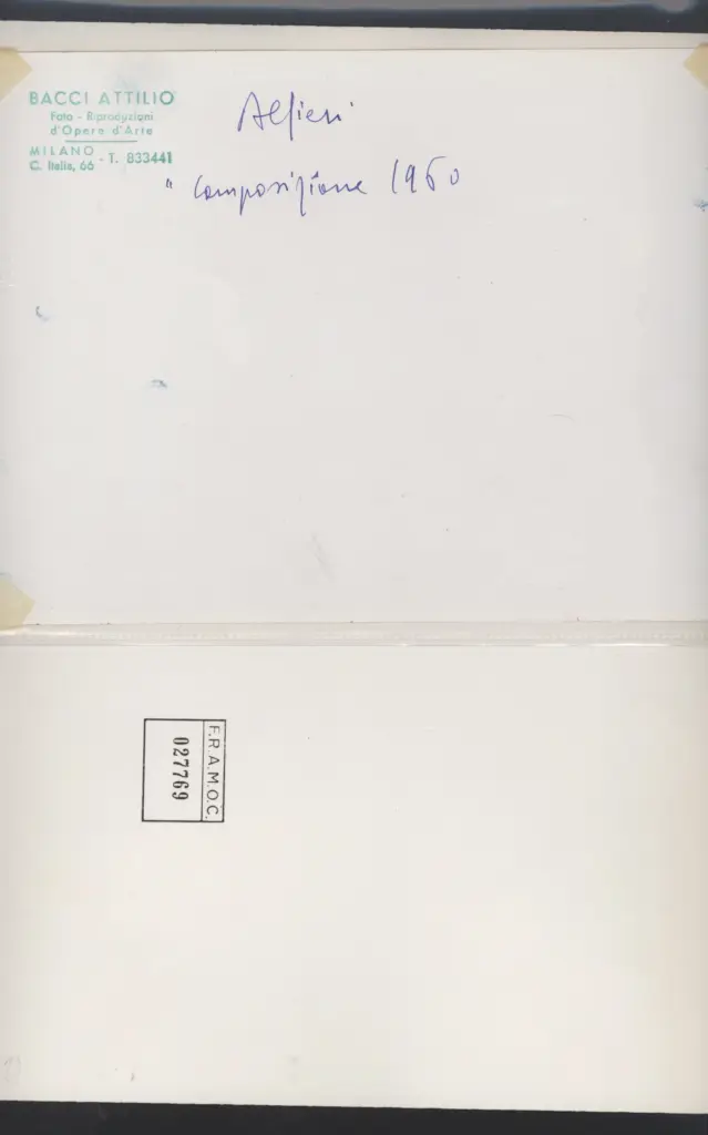 Bacci, Attilio , Alfieri, Attilio - sec. XX - Composizione , retro